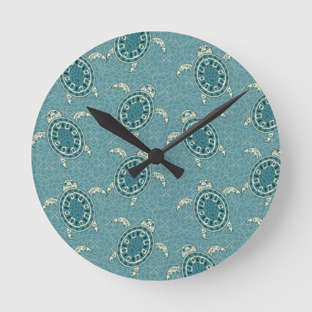 Schildkrötenhintergrund Runde Wanduhr (Vorderseite)