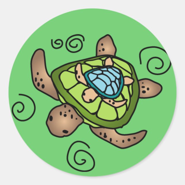 Schildkrötenkleber Runder Aufkleber (Vorderseite)