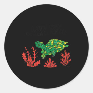 Schildkrötenkoralle Rettete die Umwelt des Koralle Runder Aufkleber