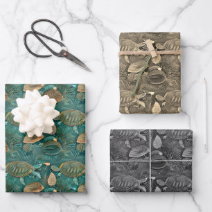 Schildkrötenlebensmuster Nr. 5 Geschenkpapier Set