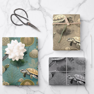Schildkrötenlebensmuster Nr. 6 Geschenkpapier Set