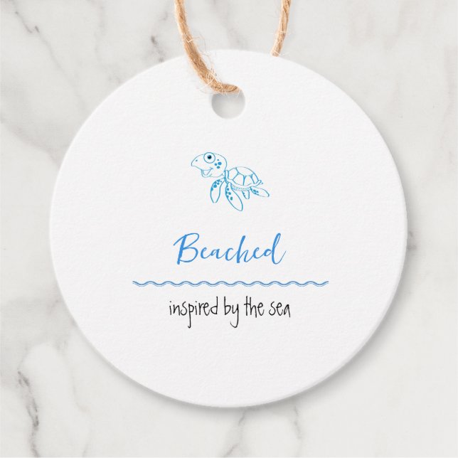 Schildkrötenlogo Beach Theme Blue Text Price Hang  Geschenkanhänger (Vorderseite)