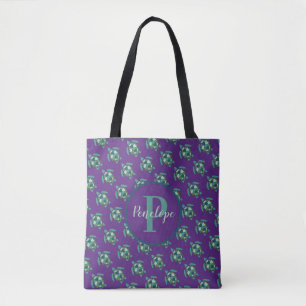 Schildkrötenmuster auf Lila mit Monogram Tasche