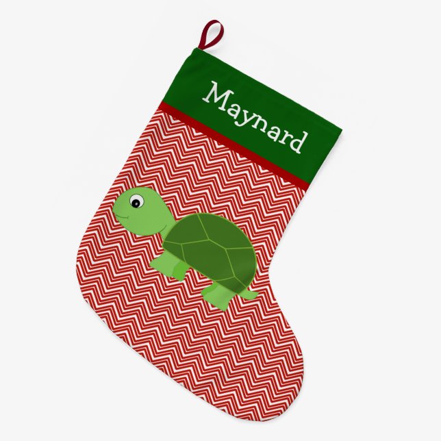 Schildkrötenpferd Personalisiert Großer Weihnachtsstrumpf (Vorderansicht (hängend))