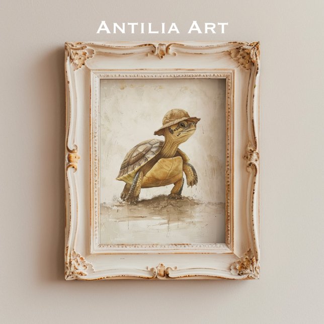 Schildkrötenportrait Malerei Vintag Tortoise Repti Poster (Von Creator hochgeladen)
