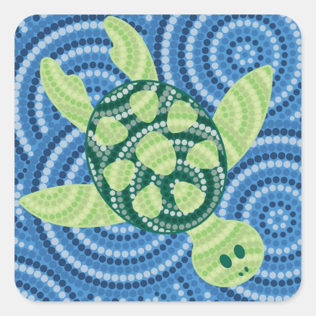 Schildkrötenpunktmalerei Quadratischer Aufkleber (Vorderseite)