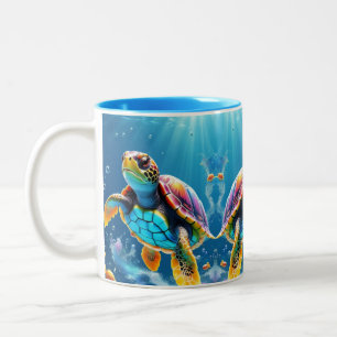 Schildkrötenreise durch einen funkelnden Jelly-Oze Zweifarbige Tasse
