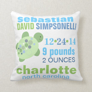 Schildkrötenriff Custom Geburtsankündigung Pillow Kissen