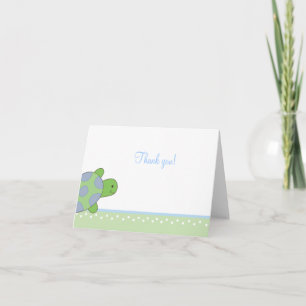 Schildkrötenschildkröte im Grünen Geflossen Dankes Dankeskarte