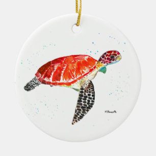 Schildkrötenstrand Wasserfarbe Ozean unter Wasser Keramik Ornament