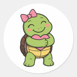 Schildkrötenumarmung Runder Aufkleber