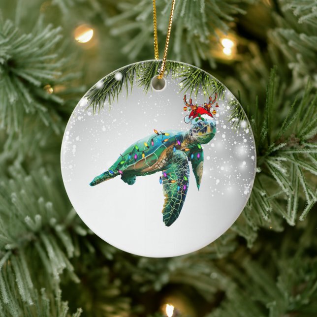 Schildkrötenweihnachtsgeschenk für Schildkrötenerw Keramik Ornament (Baum)