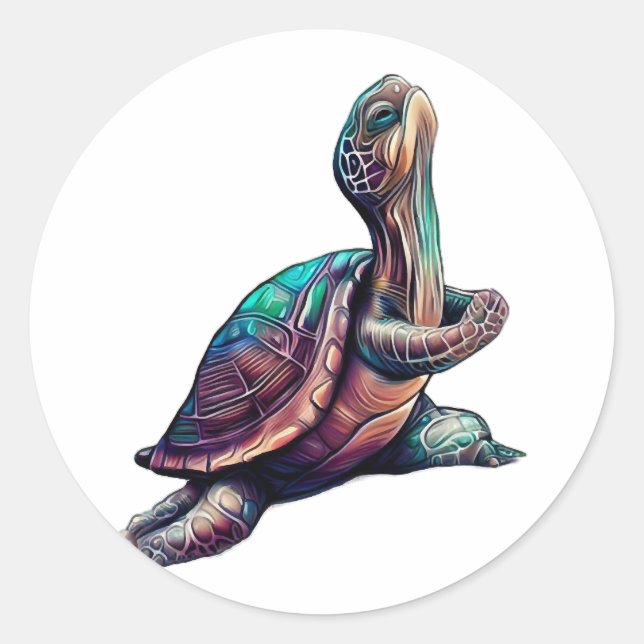Schildkrötenyoga Runder Aufkleber (Vorderseite)