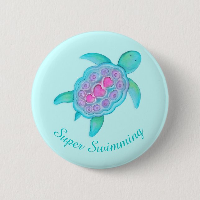 Schildkrötesuperschwimmen-Knopf-Abzeichen Button (Vorderseite)