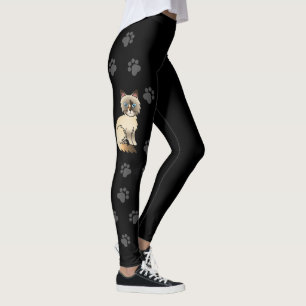 Schildpatt Birman / Ragdoll Katze & Pfoten Schwarz Leggings