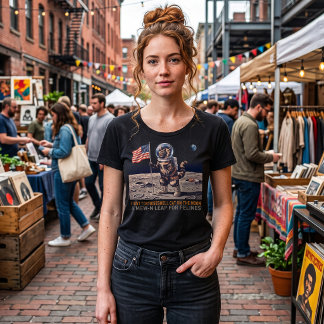Schildpattkatze-Astronaut Retro-Sci-Fi-Mondlandung T-Shirt