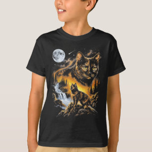 Schildpattkatze heult zum Mond Lustiges Katzen-Mem T-Shirt