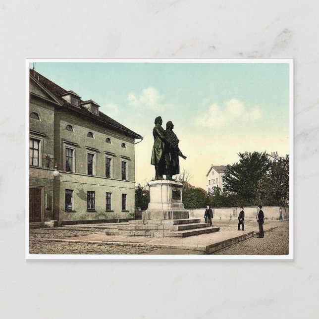 Schiller und Goethe Denkmal, Weimar, Thüringen Postkarte (Vorderseite)