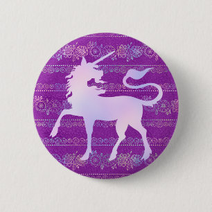 Schillernde bohemianische Muster & Einhorn-Silhoue Button