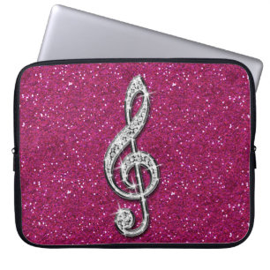 Schillernde funkelnd Diamant-Musik-Druckanmerkung Laptopschutzhülle