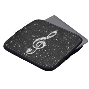 Schillernde funkelnd Diamant-Musik-Druckanmerkung Laptopschutzhülle