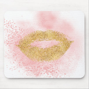 Schillernde Goldlippenrosa Confetti-Kuss Mousepad