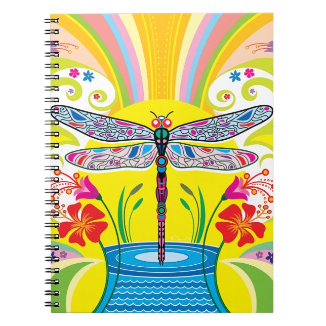 Schillernde Libelle und Wildblumen Notizblock (Vorderseite)