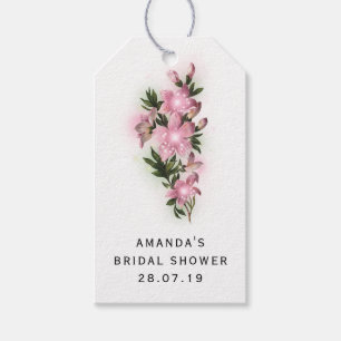 Schillernde rosa Blumen und Spitze Geschenkanhänger