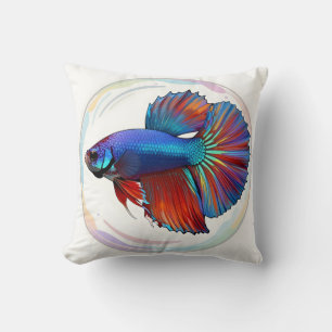 Schillernde Strömung – Bettfisch-Kunst-Wurfkissen Kissen