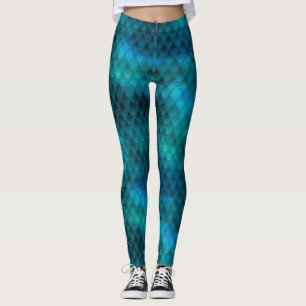 Schillernde Türkis- & Glitzer-Drachenschuppen Leggings