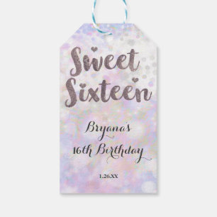 Schillernde Weiße Glitzernde Glam Sweet 16 Geburts Geschenkanhänger