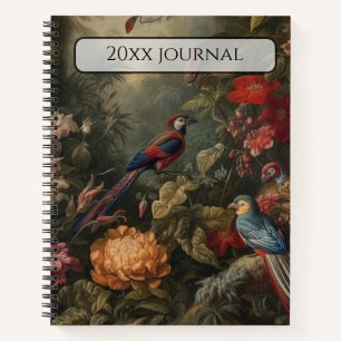 Schillernder Ara & Päonien-Naturforscher-Journal Notizbuch