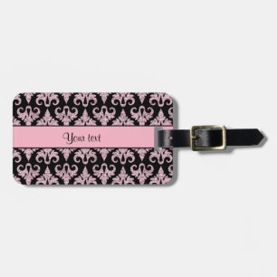 Schillernder funkelnd rosa Glitzer-Damast Gepäckanhänger