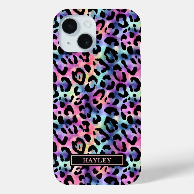 Schillernder Leopardenprint mit Monogramm Case-Mate iPhone Hülle (Rückseite)