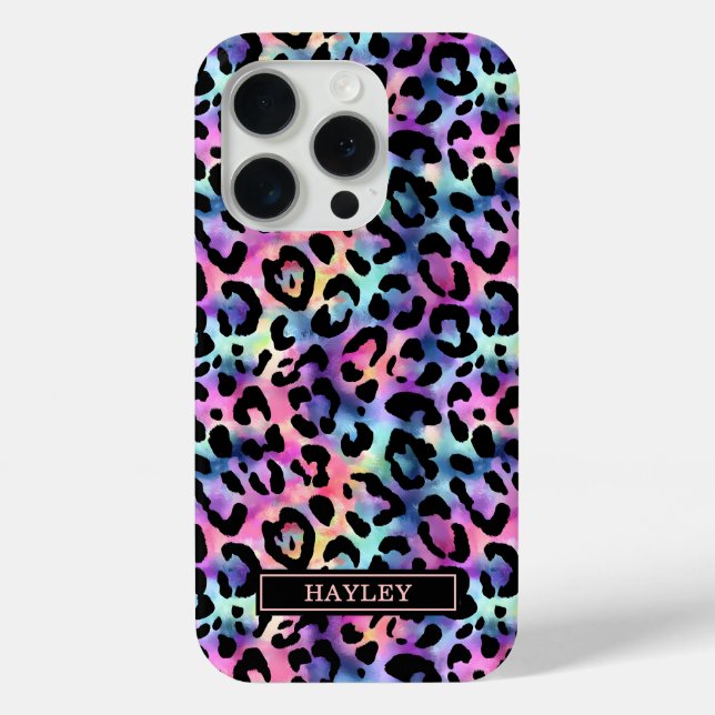Schillernder Leopardenprint mit Monogramm Case-Mate iPhone Hülle (Rückseite)