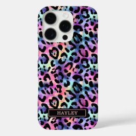 Schillernder Leopardenprint mit Monogramm iPhone 16 Pro Hülle