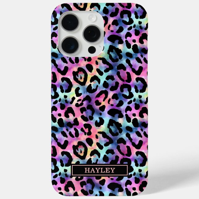Schillernder Leopardenprint monogrammiert Case-Mate iPhone Hülle (Rückseite)