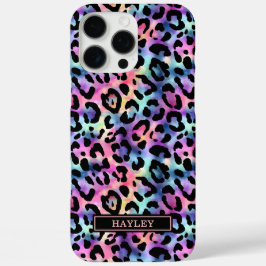 Schillernder Leopardenprint monogrammiert iPhone 16 Pro Max Hülle