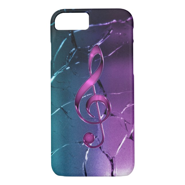 Schillernder rosa und blauer MusikClef iPhone 7 Case-Mate iPhone Hülle (Rückseite)