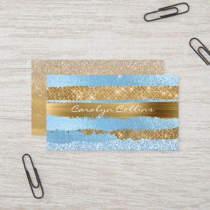 Schillerndes Blau und GoldGlittery Visitenkarte