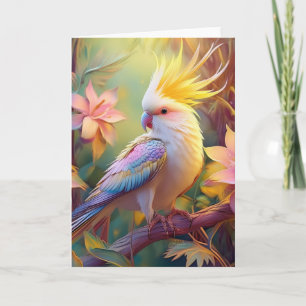 Schillerndes Flügel-Nymphensittich-Fantasie-Vogel Karte