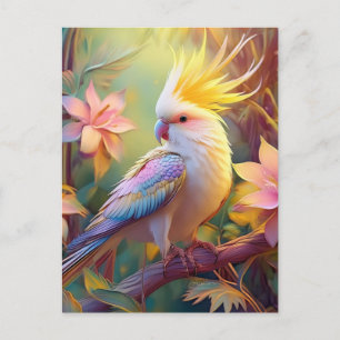 Schillerndes Flügel-Nymphensittich-Fantasie-Vogel Postkarte