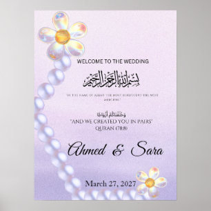 Schillerndes Glas-Blumen-Perlen-Islamische Hochzei Poster