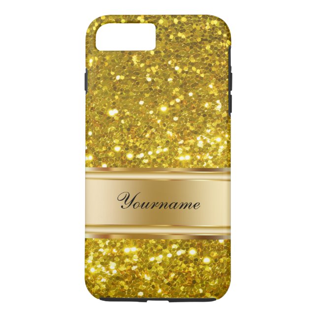 Schillerndes GoldGlitzer-Monogramm Case-Mate iPhone Hülle (Rückseite)
