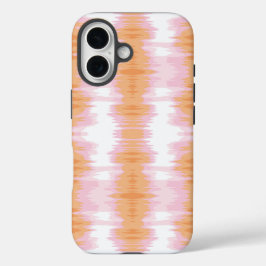 Schimmer-Ikat in Rosa und Orange iPhone 16 Hülle