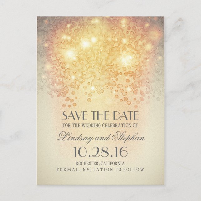 Schimmer-Schimmer-elegante Save the Date Postkarte (Vorderseite)