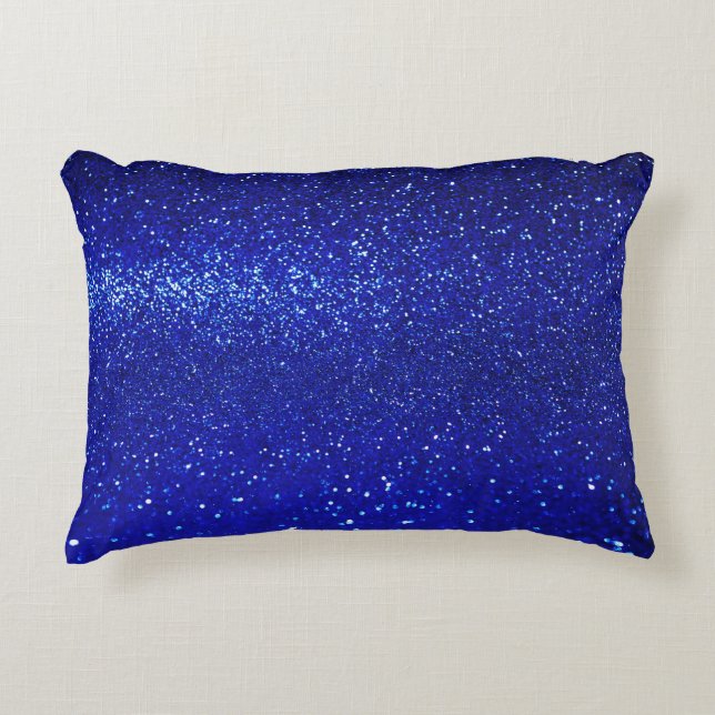 Schimmerblauer Glitzer Leinwand Dekokissen (Vorderseite)
