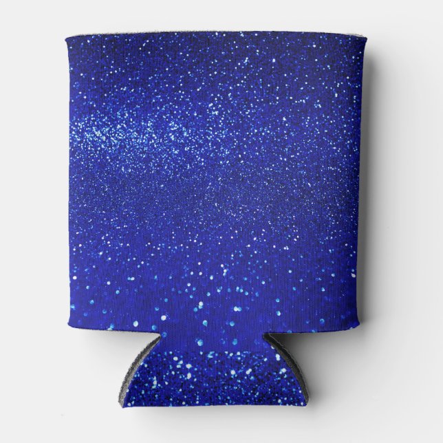 Schimmerblauer Glitzer Leinwand Dosenkühler (Vorderseite)