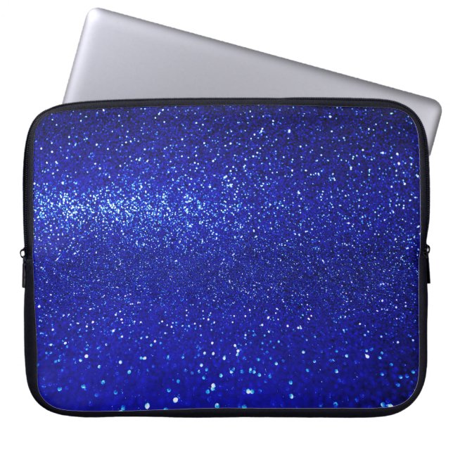 Schimmerblauer Glitzer Leinwand Laptopschutzhülle (Vorderseite)