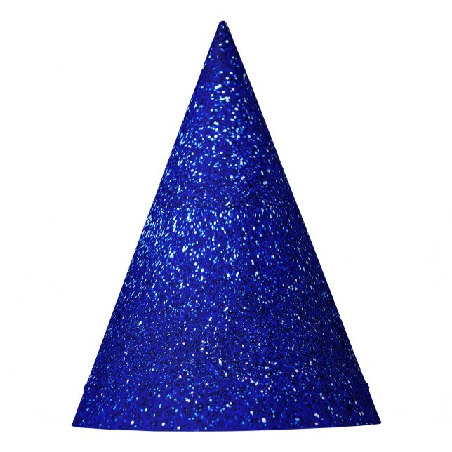 Schimmerblauer Glitzer Leinwand Partyhütchen (Vorderseite)